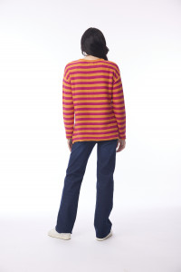 Knit Top R-neck Stripe