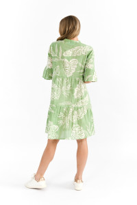 Maya Button V Neck Layer Dress