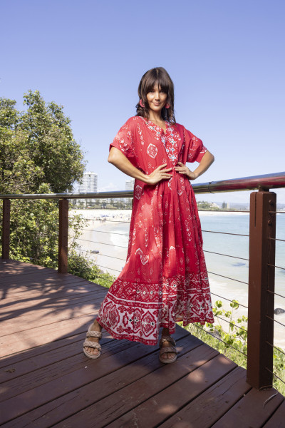 Carla Red Dress Midi V Layers