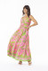 Lidia Dress Maxi Strappy (Pink base/Green print)