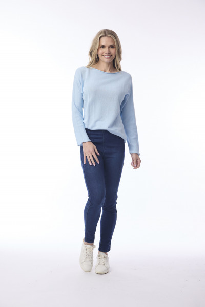 Knit Top Boat Neck Long Slv