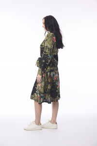 Keqioa Dress Collar Tie Waist