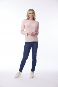 Knit Top Boat Neck Long Slv