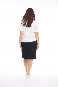 Knee-Length Stretch Denim Skirt