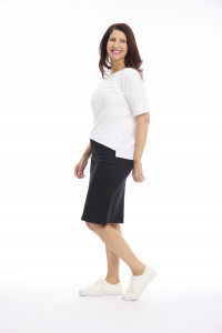 Knee-Length Stretch Denim Skirt