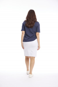 Knee-Length Stretch Denim Skirt