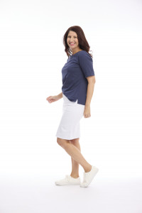 Knee-Length Stretch Denim Skirt