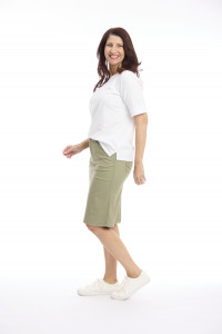 Knee-Length Stretch Denim Skirt