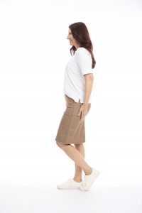 Knee-Length Stretch Denim Skirt