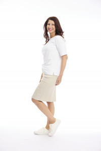 Knee-Length Stretch Denim Skirt