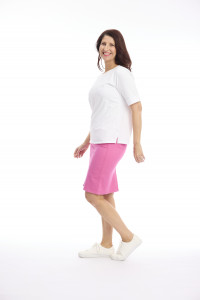 Knee-Length Stretch Denim Skirt