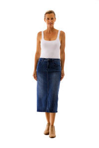 Midi Stretch Denim Skirt