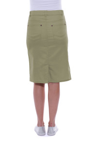 Knee-Length Stretch Denim Skirt