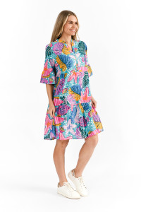 Maya Button V Neck Layer Dress