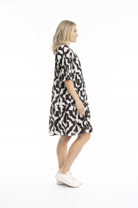 Maya Button V Neck Layer Dress