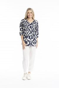 Tina V neck Pleated Top 3/4 Sleeve