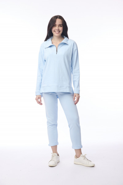 Terry Knit Sweat Shirt Zip Collar