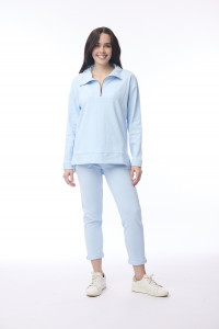 Terry Knit Sweat Shirt Zip Collar