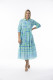 Montevideo Aqua Dress Collar Layers Elbow Sleeve