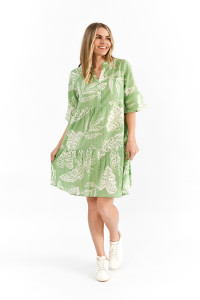 Maya Button V Neck Layer Dress