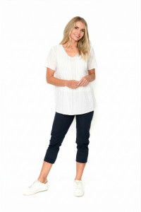 Kayla Solid Cotton Blouse Short Sleeve