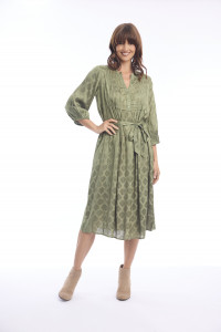 Solid Dress Pleated w belt