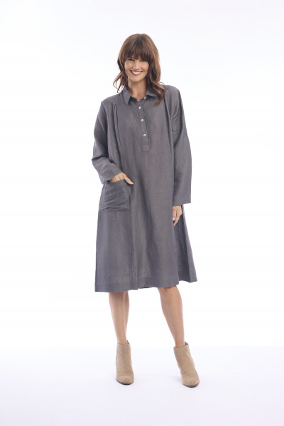 Linen Shirt Dress Midi