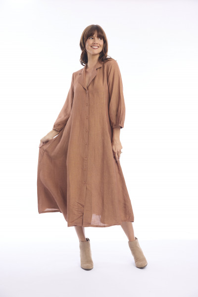 Linen Dress Puff Sleeve