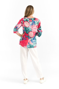 Tina V neck Pleated Top 3/4 Sleeve