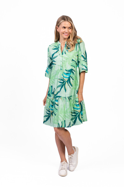 Maya Button V Neck Layer Dress