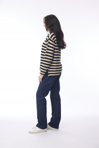 Knit Top R-neck Stripe