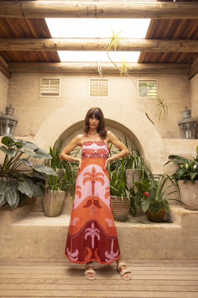 Celeste Orange Dress Strappy