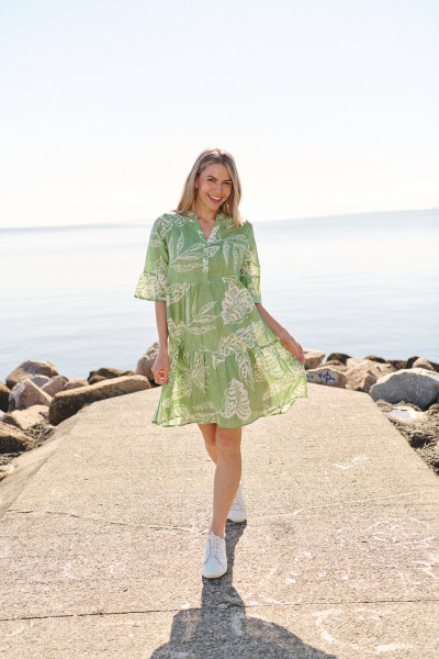 Maya Button V Neck Layer Dress