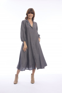 Linen Dress Puff Sleeve