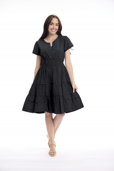 Poplin Dress Short Ruched