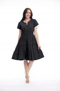 Poplin Dress Short Ruched