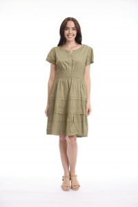 Poplin Dress Short Ruched