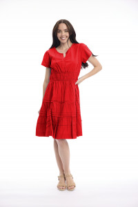 Poplin Dress Short Ruched