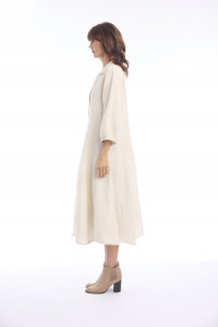 Linen Dress Puff Sleeve