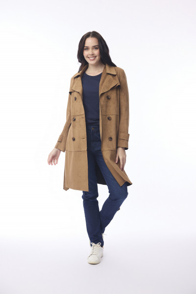 Solid Trench Coat Belted