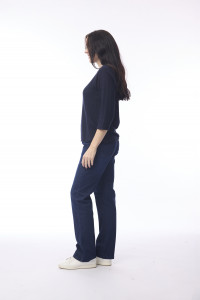 Knit Top Boat Neck 3/4 Slv