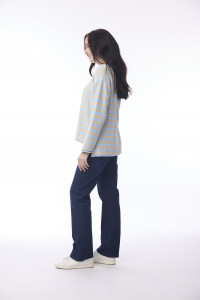 Knit Top R-neck Stripe