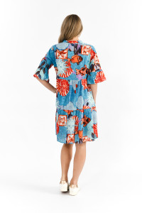 Maya Button V Neck Layer Dress