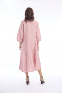 Linen Dress Puff Sleeve