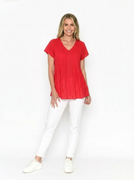 Kayla Solid Cotton Blouse Short Sleeve