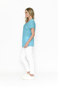 Kayla Solid Cotton Blouse Short Sleeve