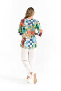 Tina V neck Pleated Top 3/4 Sleeve