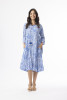 Aksharay Blue Dress Pinch Pleat Frill Sleeve