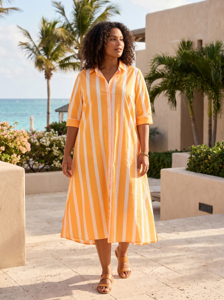 Stripe Dress Long Buttonthrough