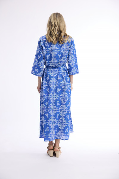 Broderie Print Dress Collar Long